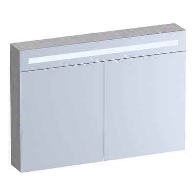 BRAUER Promise Deluxe armoire de toilette - 100x70x15cm - avec éclairage - 2 portes miroir double face - Forest Seashell