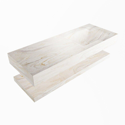 Mondiaz ALAN-DLUX Ensemble de meuble - 120cm - meuble Ostra mat - 0 tiroirs - Lavabo Cloud Ostra suspendu - vasque Droite - 1 trou de robinet