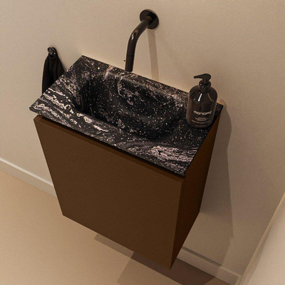 MONDIAZ TURE-DLUX Meuble toilette - 40cm - Rust - EDEN - vasque Lava - position centrale - sans trou de robinet