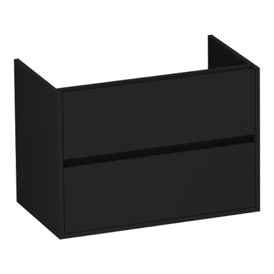 BRAUER Adore meuble sous-lavabo - 80x46x55cm - 2 tiroirs softclose - sans poignées - 1 découpe pour siphon - noir mat