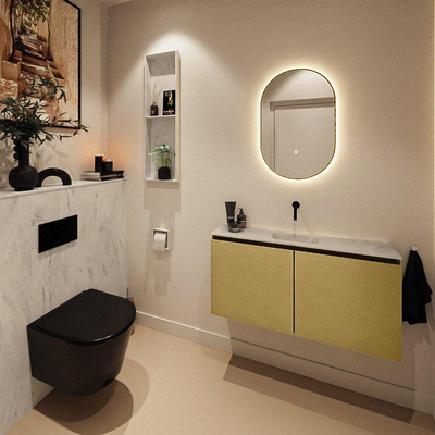 MONDIAZ TURE-DLUX 100cm toiletmeubel Oro. EDEN wastafel Opalo positie midden. Zonder kraangat.