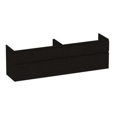 BRAUER Delight wastafelonderkast - 160x46x60cm - 4 softclose lades - greeploos - 2 sifon uitsparingen - Timber Black