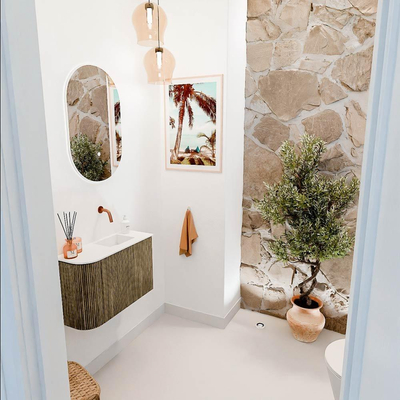 Mondiaz JOYA 61.6cm toiletmeubel - ronding links kleur Dusk - Wastafel FAYE positie Rechts Zonder kraangat kleur Talc.