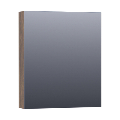Saniclass Dual Spiegelkast - 60x70x15cm - 1 rechtsdraaiende spiegeldeur - MFC - burned bark