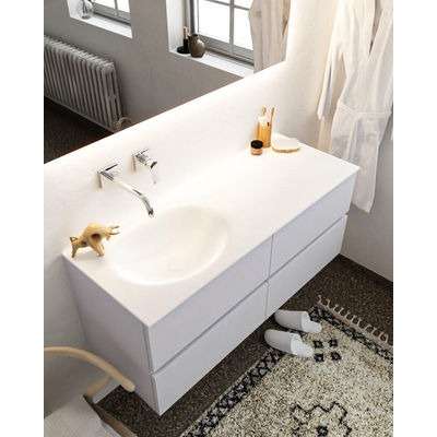 Mondiaz VICA ensemble de meuble de salle de bain - 120cm - meuble sous-vasque cale - 4 tiroirs - lavabo moon gauche - sans trou de robinet - miroir LED - version XL 60cm haut