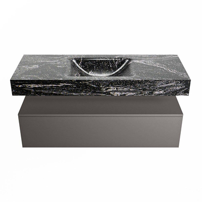 MONDIAZ ALAN - DLUX Badkamermeubelset - 120cm - onderkast - Dark grey - 1 lade - vrijhangende wastafel - wasbak midden - 1 kraangat - Lava
