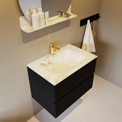 MONDIAZ VICA-DLUX Ensemble meuble de salle de bains - 70cm - meuble bas Urban - 2 tiroirs - lavabo encastré Cloud au milieu - 1 trou de robinet - version haute 60cm - Frappe