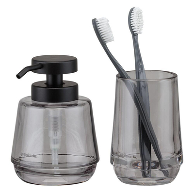 Sealskin Mood Ensemble de salle de bain - Distributeur de savon 380 ml - Gobelet à brosse à dents - Gris