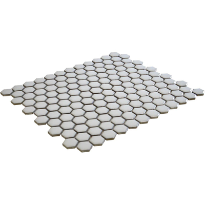 The Mosaic Factory Barcelona mozaïektegel - 26x30cm - wandtegel - Zeshoek/Hexagon - Porselein Soft Grey with Edge Glans