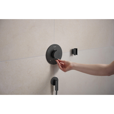 Hansgrohe FixFit Fine S Coude mural - sans clapet anti-retour - Chrome noir brossé