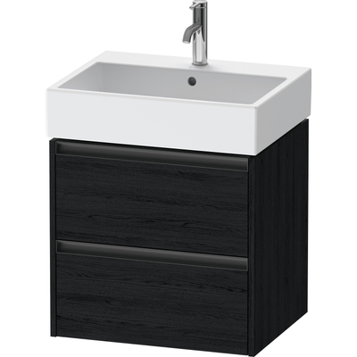 Duravit Ketho.2 Wastafelonderbouwkast - met 2 laden - 58.4x46x54.9cm - met grepen antraciet - eiken zwart mat