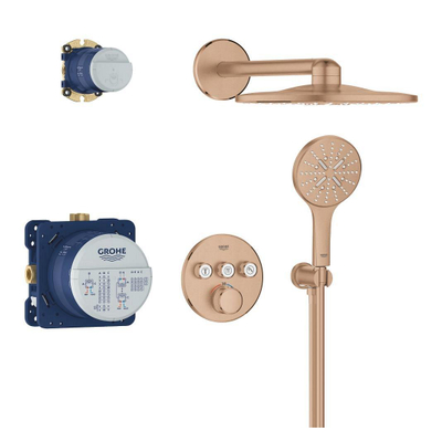 Grohe Grohtherm SmartControl regendoucheset – thermostatisch – rechte wandarm – warm Sunset geborsteld