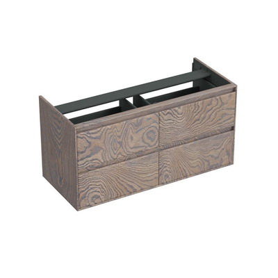 Forzalaqua Reno 2.0 meuble sous-lavabo 120x51x60cm avec 4 tiroirs sans poignées à fermeture douce Chêne massif Silver Grey