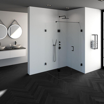 BRAUER Create Cabine de douche rectangulaire en 3 parties 120x90cm sans profilé avec verre de sécurité anticalcaire 8mm noir mat