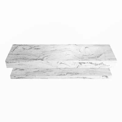MONDIAZ ALAN - DLUX Ensemble de meuble de salle de bains - 150cm - tablette - Glace - lavabo suspendu - vasque à droite - 1 trou de robinet - Glace