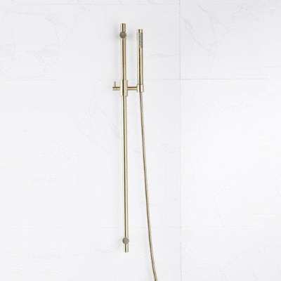 Fortifura Calvi glijstangset - met staafhanddouche - metalen doucheslang - PVD - geborsteld messing (goud)