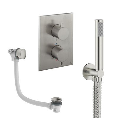Crosswater MPRO Ensemble douchette à main - 2 poignées - vidage de bain - douchette à main - inox brossé