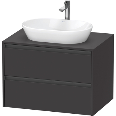 Duravit Ketho 2 meuble bas sous lavabo incl. plan de console avec 2 tiroirs 80x55x56,8cm avec poignées anthracite graphite super mat