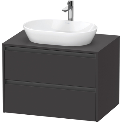 Duravit ketho 2 meuble sous lavabo avec plaque console et 2 tiroirs 80x55x56.8cm avec poignées anthracite graphite super mat