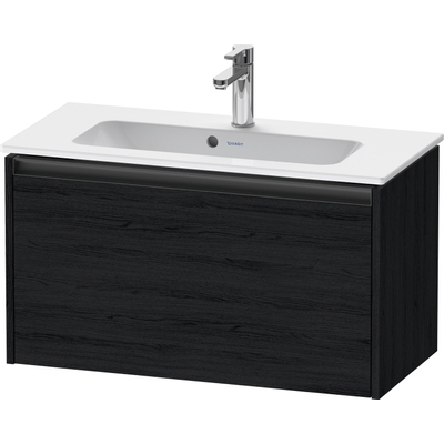Duravit Ketho.2 Wastafelonderbouwkast - met 1 lade - 68x39x44cm - met greep antraciet - eiken zwart mat