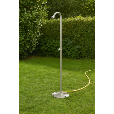 FugaFlow Eccelente Douche extérieure mobile en verre - AISI 316 - raccord pour tuyau de jardin - PVD - Acier inoxydable brossé