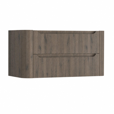 H&R Badmeubelen Juice Meuble sous lavabo - 100x45x50cm - coins arrondis - 2 tiroirs - poignée intégrée - Tucson oak
