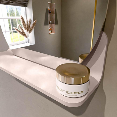 Mondiaz SPOT Miroir de salle de bains - rond 40cm - tablette de miroir - couleur Rosee