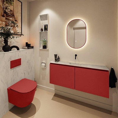 MONDIAZ TURE-DLUX 120cm toiletmeubel Fire. EDEN wastafel Opalo positie midden. Zonder kraangat.