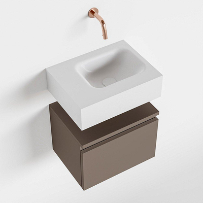 MONDIAZ ANDOR Toiletmeubel 40x30x30cm met 0 kraangaten 1 lades smoke mat Wastafel Lex rechts Solid Surface Wit
