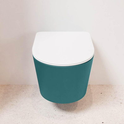 Mondiaz LAVIE hangtoilet – spoelrandloos – 36 x 53 cm – met softclose zitting – Smag (groen), zitting Talc (wit)