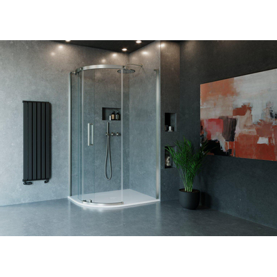 Cabine de douche Crosswater Optix - 120x90cm - quart de rond - porte gauche - inox brossé