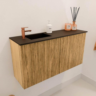 Mondiaz JOYA 80cm meuble de toilette - couleur Chêne - Vasque FAYE position Gauche 1 trou de robinet couleur Urban