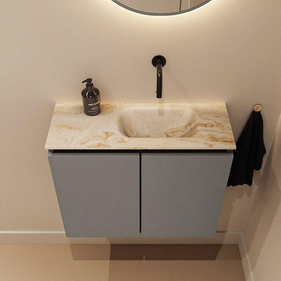 MONDIAZ TURE-DLUX 60cm toiletmeubel Smoke. EDEN wastafel Frappe positie rechts. Zonder kraangat.