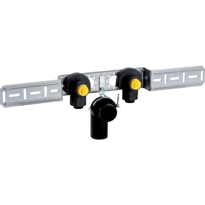 Geberit Pushfit Dubbele muurplaat binnendraad messing 2x 20x1/2 - met afvoerklem