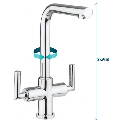Crosswater Tropic mitigeur de cuisine à deux poignées avec bec pivotant chrome
