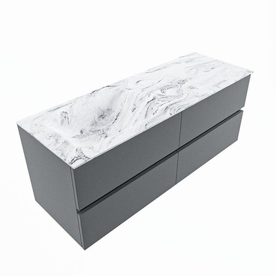 MONDIAZ VICA-DLUX Badkamermeubelset - 130cm - onderkast plata - 4 lades - inbouw wastafel cloud links - zonder kraangaten - 60cm hoge versie - glace