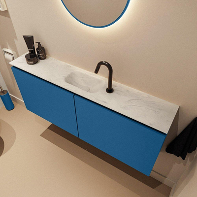 MONDIAZ TURE-DLUX 120cm toiletmeubel Jeans. EDEN wastafel Opalo positie midden. Met 1 kraangat.