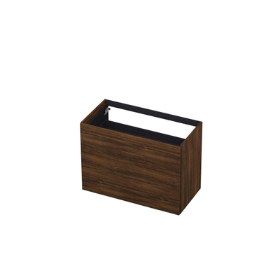 INK Meuble sous-lavabo - 90x45x65cm - 2 tiroirs - push to open - avec façades rapportées droites - MFC - chêne cuivre
