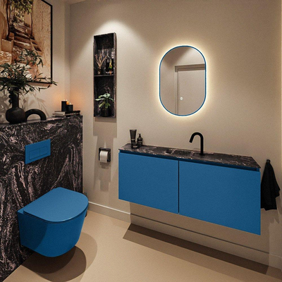 MONDIAZ TURE-DLUX meuble de toilette 120 cm Jeans. EDEN lavabo Lava position centrale. Avec 1 trou de robinet.