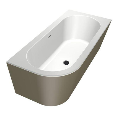 Xenz charley xs baignoire d'angle, droite 165x75 bicolor blanc/argile avec combinaison de remplissage de baignoire 7006 acier inoxydable
