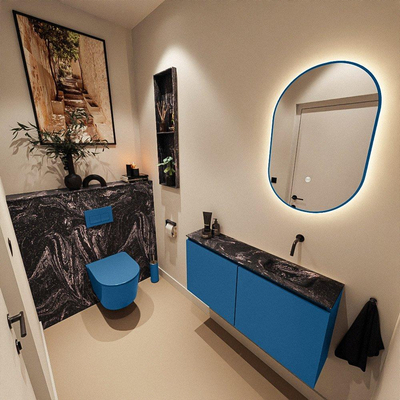 MONDIAZ TURE-DLUX 100cm toiletmeubel Jeans. EDEN wastafel Lava positie rechts. Zonder kraangat.