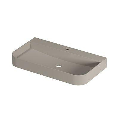 INK Duomo Lavabo - 80x45x10cm - posé - coins arrondis - 1 trou de robinet - polystone - coton crème mat