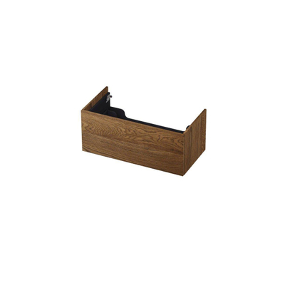 INK Wastafelonderkast - 90x45x37.6cm - 1 lade - push to open - met recht opdekfront - Eiken - Chocolate