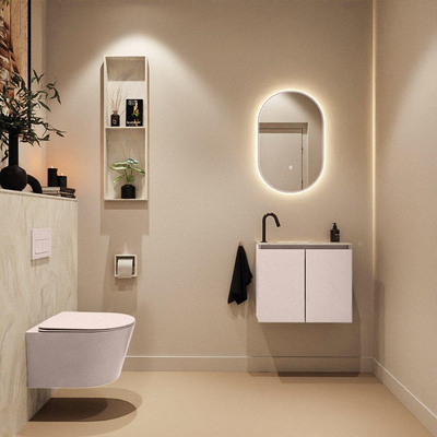 MONDIAZ TURE-DLUX Meuble WC 60cm Rosee. EDEN lavabo Ostra position gauche. Avec 1 trou de robinet.