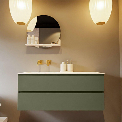 Mondiaz VICA-DLUX ensemble de meuble de salle de bain - 120cm - meuble sous-vasque armée - 2 tiroirs - lavabo encastré nuage gauche - sans trous de robinet - version haute de 60cm - ostra