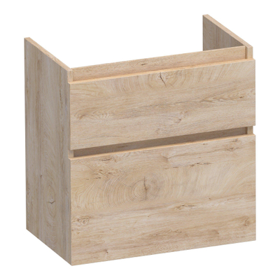 BRAUER Delight wastafelonderkast ondiep - 60x39x60cm - 2 softclose lades - greeploos - 1 sifon uitsparing - Forest Wheat