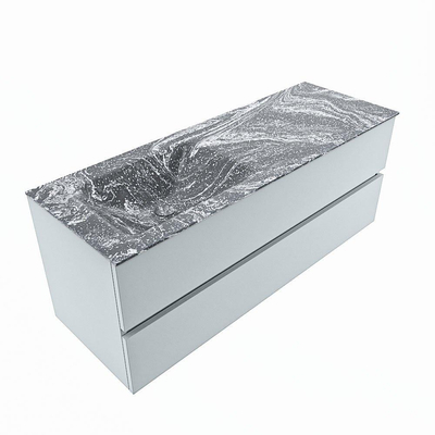 Mondiaz VICA-DLUX ensemble de meuble de salle de bain - 130cm - meuble sous-vasque argile - 2 tiroirs - lavabo encastré nuage gauche - 1 trou de robinet - version haute 60cm - lave