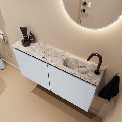 MONDIAZ TURE-DLUX 100cm toiletmeubel Clay. EDEN wastafel Glace positie rechts. Met 1 kraangat.