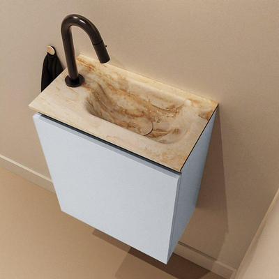 MONDIAZ TURE-DLUX Meuble de toilettes 40 cm Clay. EDEN lavabo Frappe position droite. Avec 1 trou de robinet.