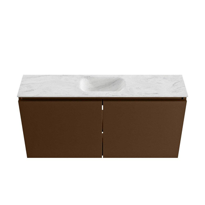 MONDIAZ TURE-DLUX 100cm toiletmeubel Rust. EDEN wastafel Opalo positie midden. Zonder kraangat.